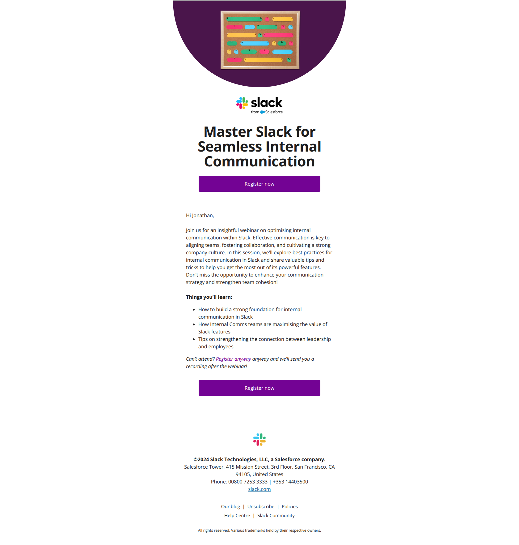 You’re invited! Mastering Slack for Seamless Internal Communication — email screenshot from Slack
