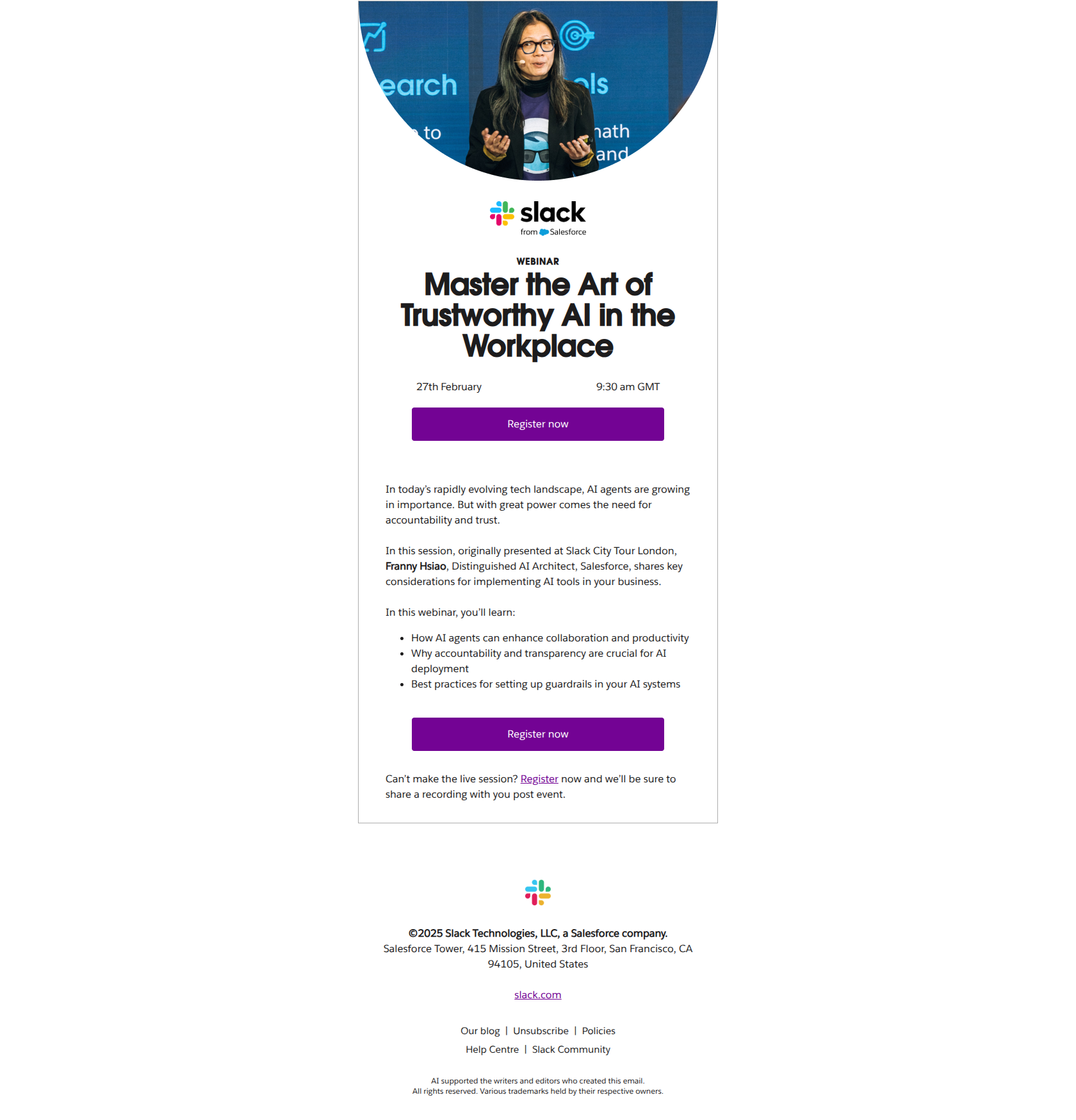 Enhanced AI Agency: Accountable, Trustworthy and Collaborative — email screenshot from Slack