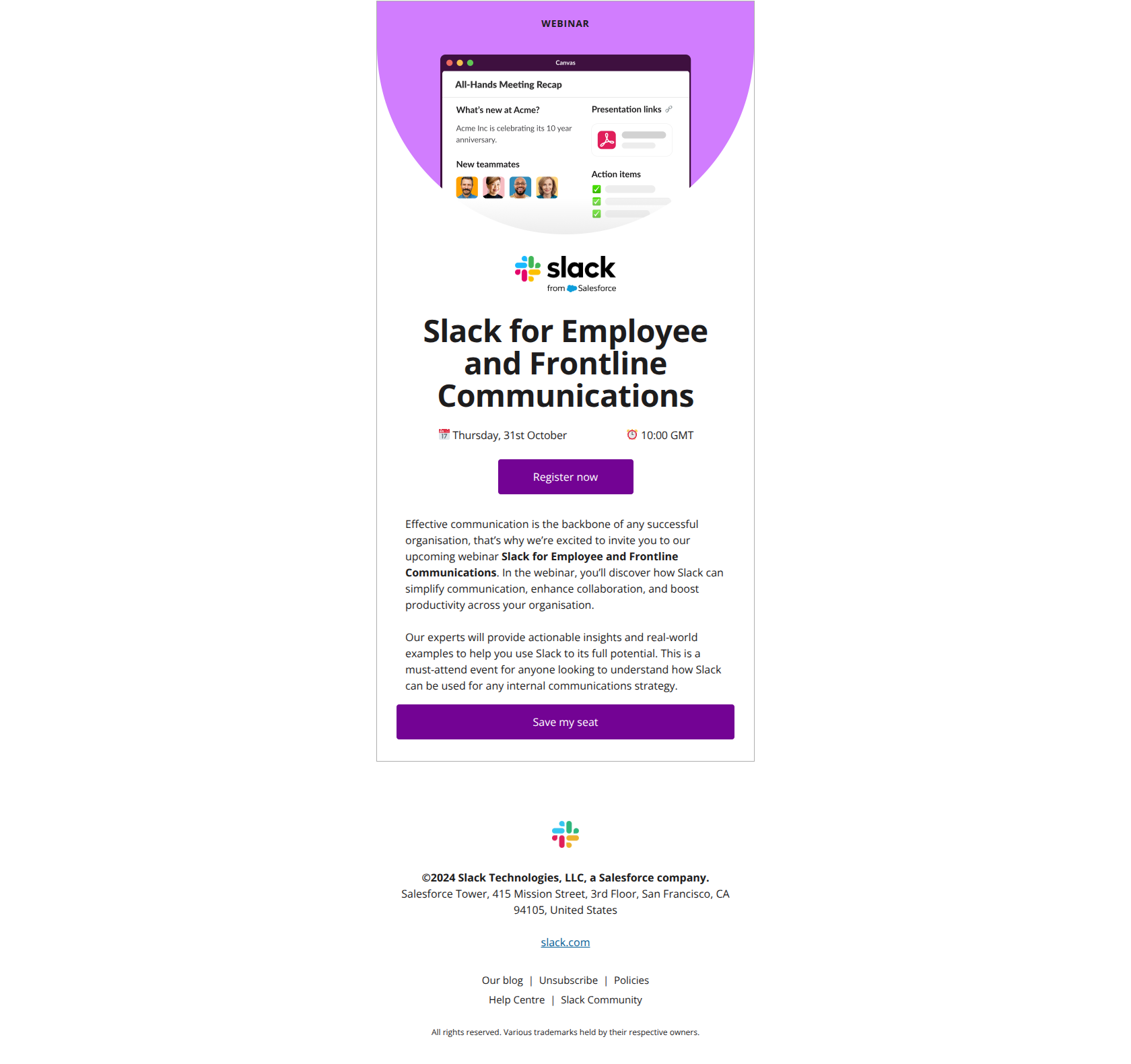 Transform your organisation’s internal communications strategy — email screenshot from Slack