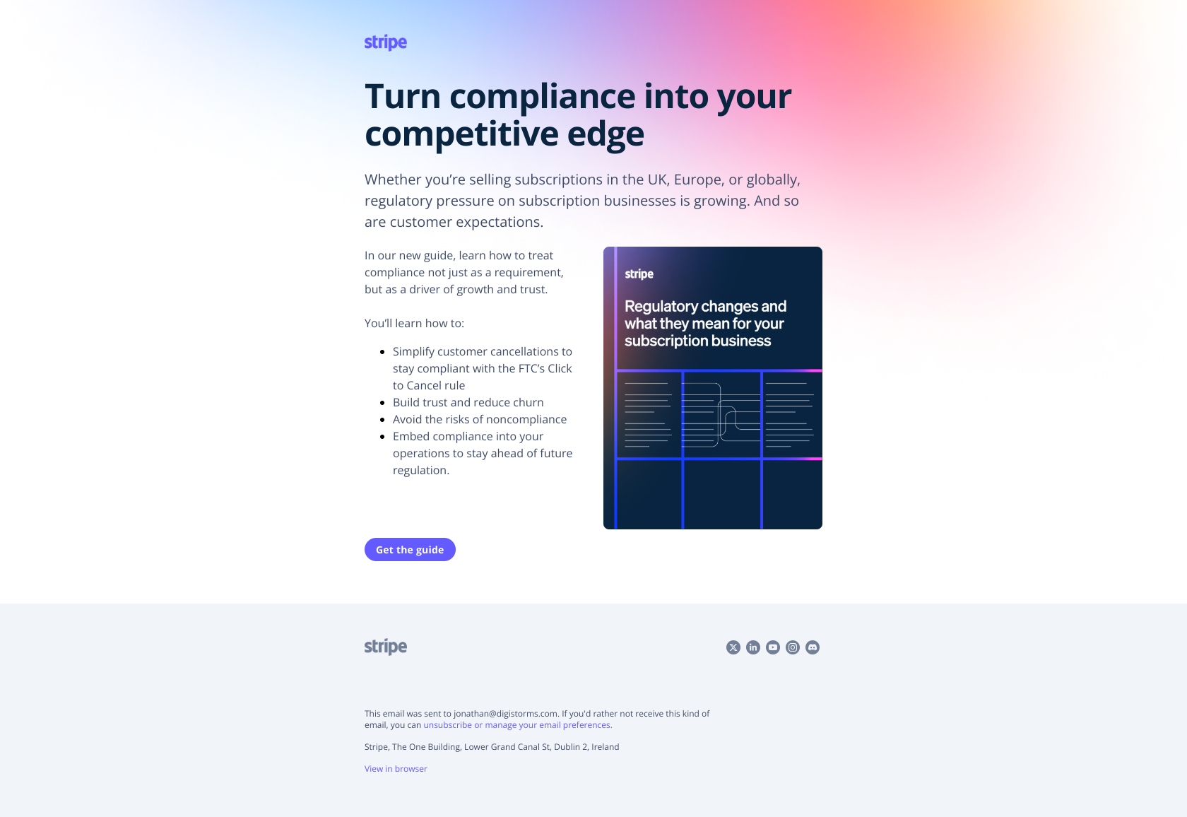 Subscription compliance is changing. Here’s how to stay ahead — email screenshot from Stripe