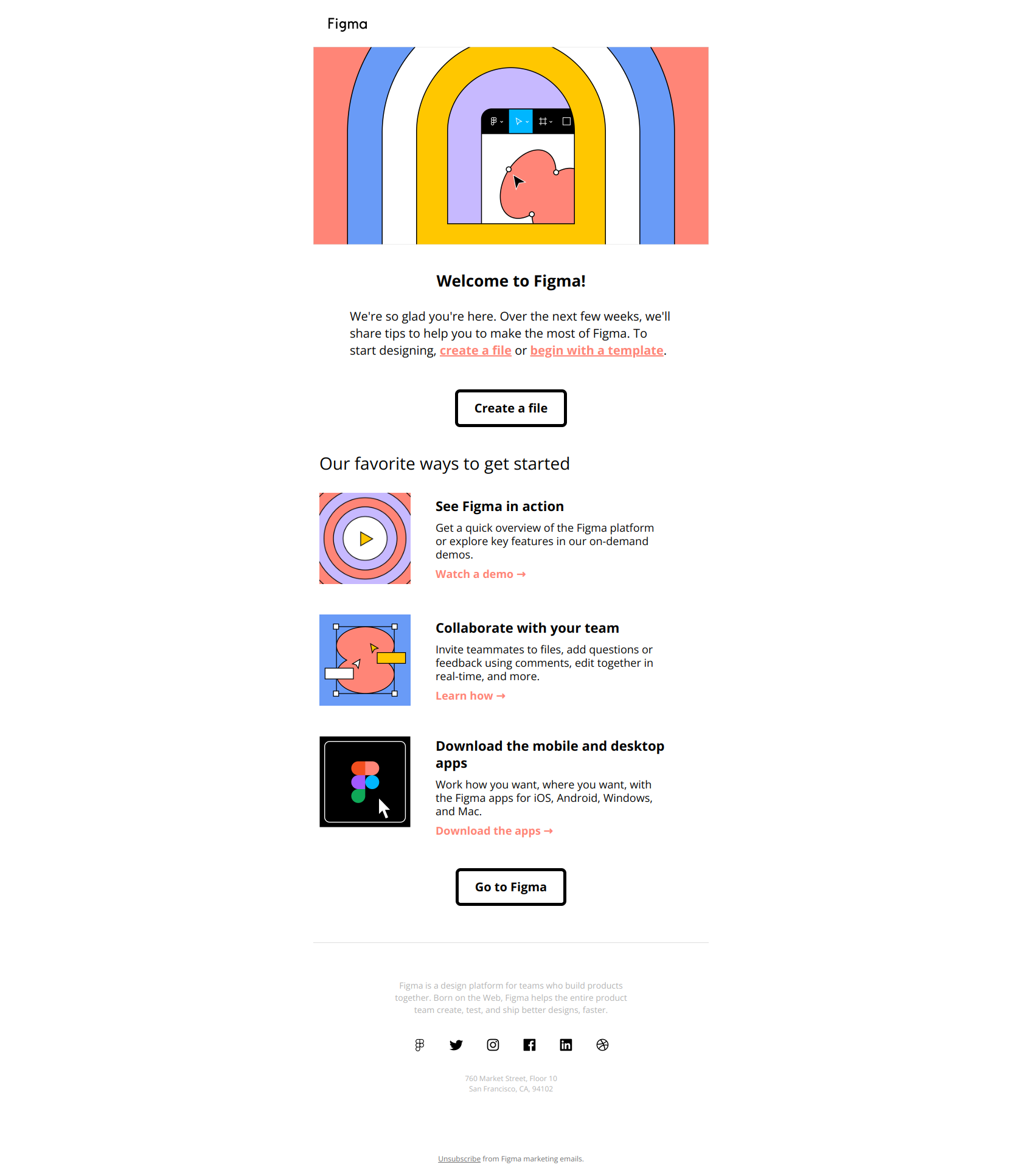 Welcome to Figma! Let's get you set up. — email screenshot from Figma