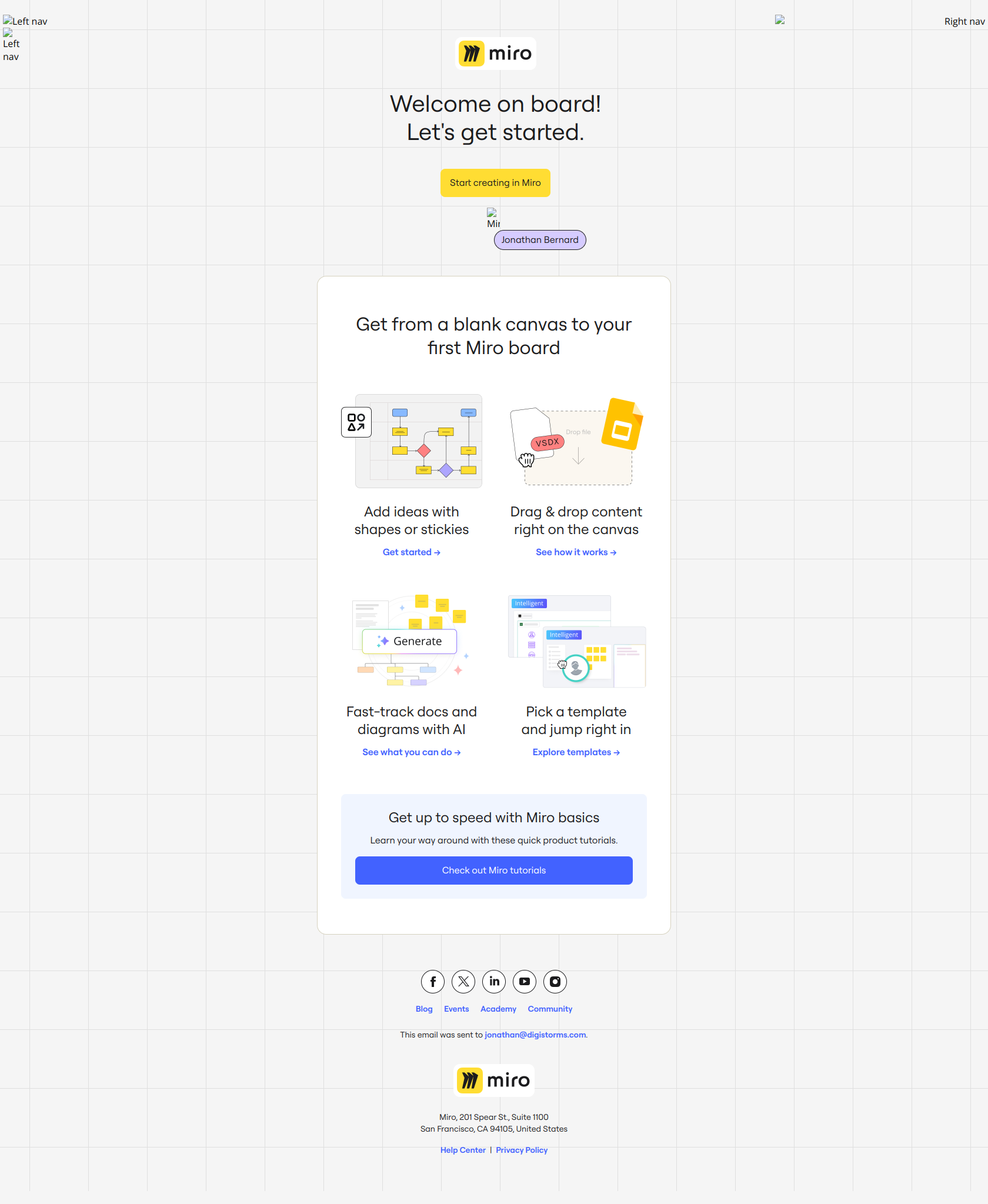 👋 Welcome to Miro! — email screenshot from Miro