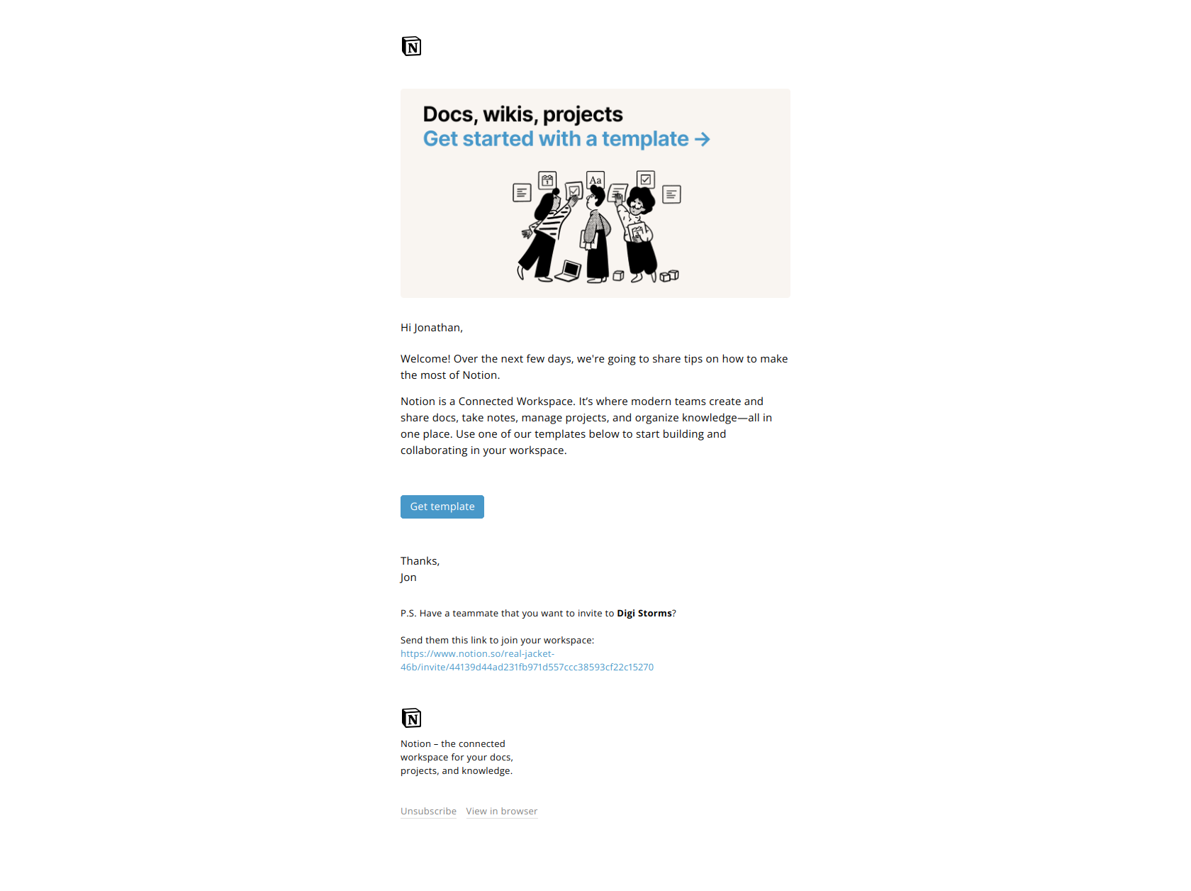 Notion for marketing teams (1/7): — email screenshot from Notion
