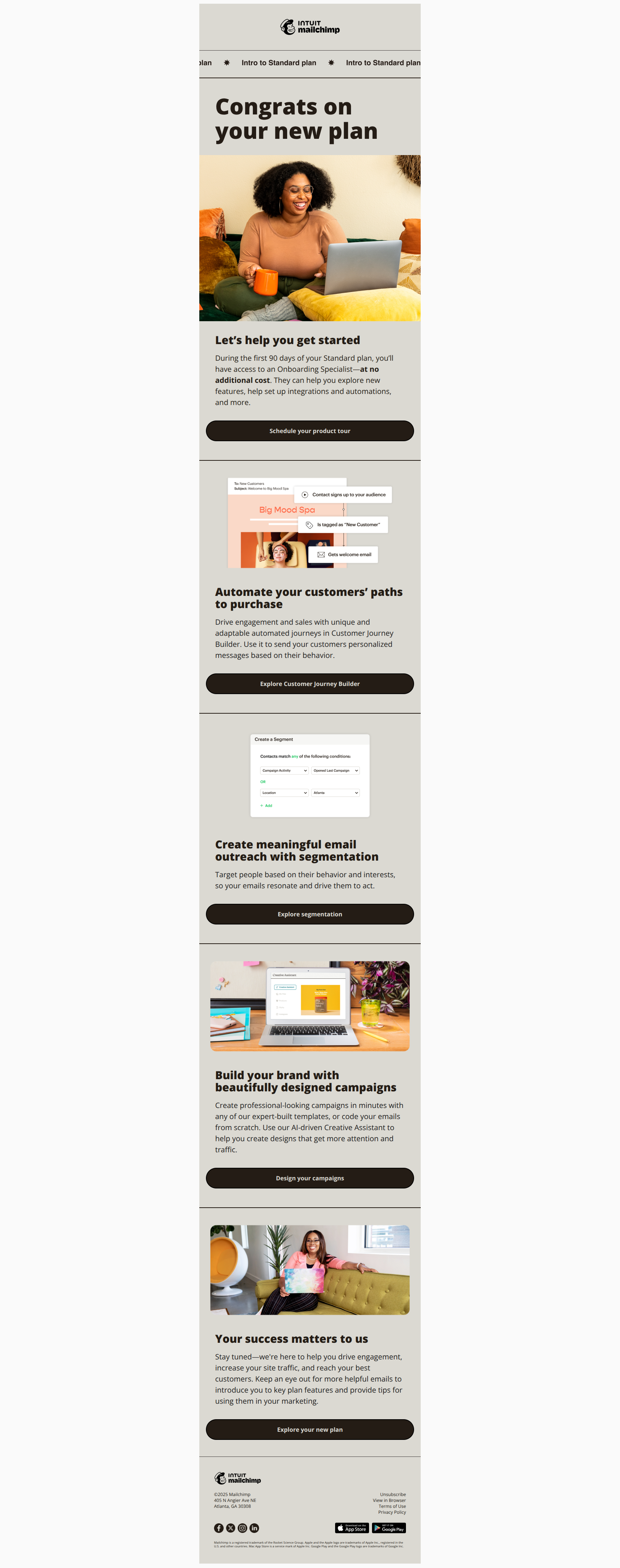 Discover the new features of your Standard plan — email screenshot from MailChimp