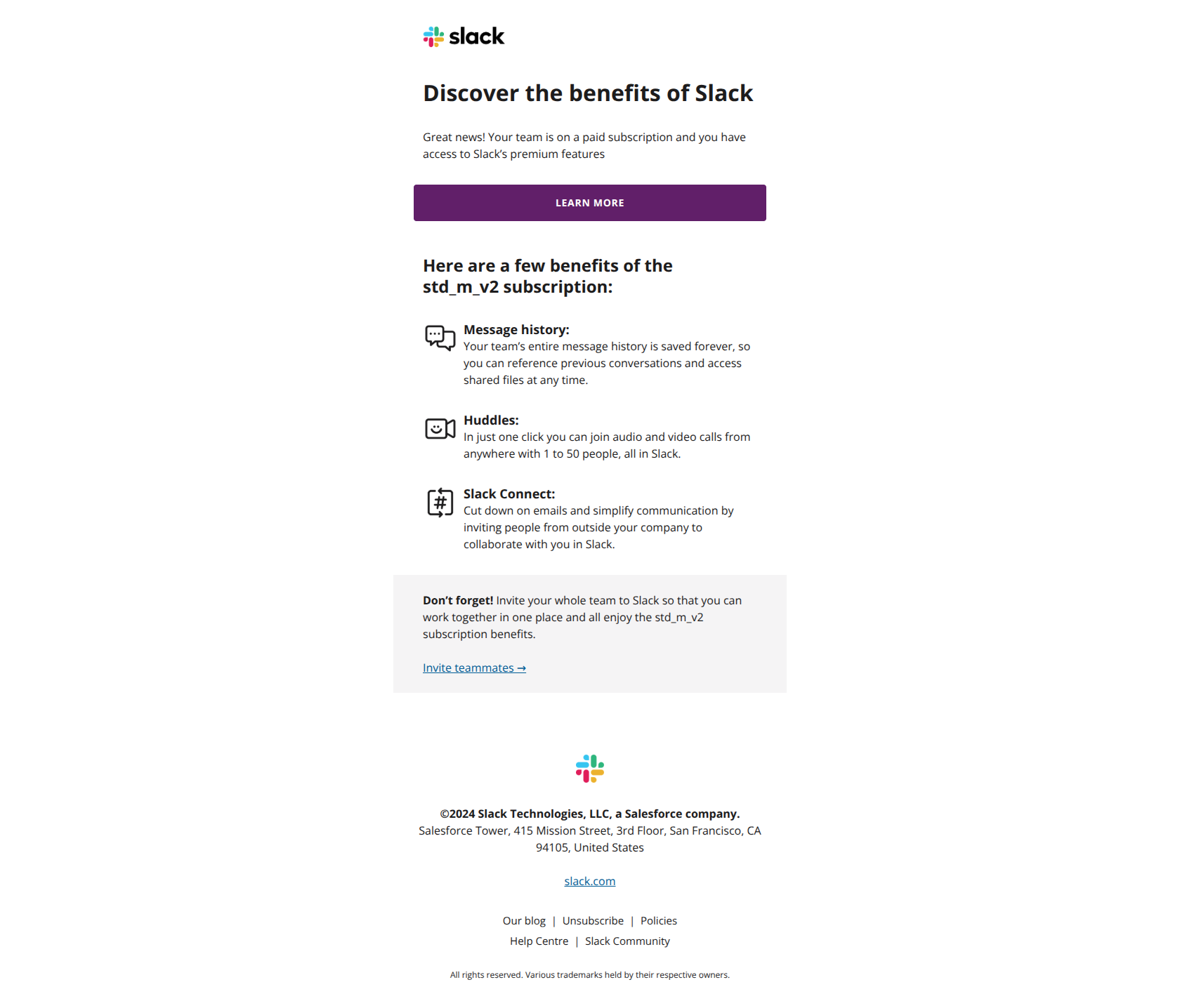 Jonathan started with Slack — email screenshot from Slack